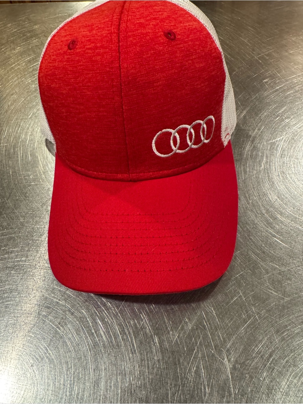 Audi Red and White Mesh Trucker Hat